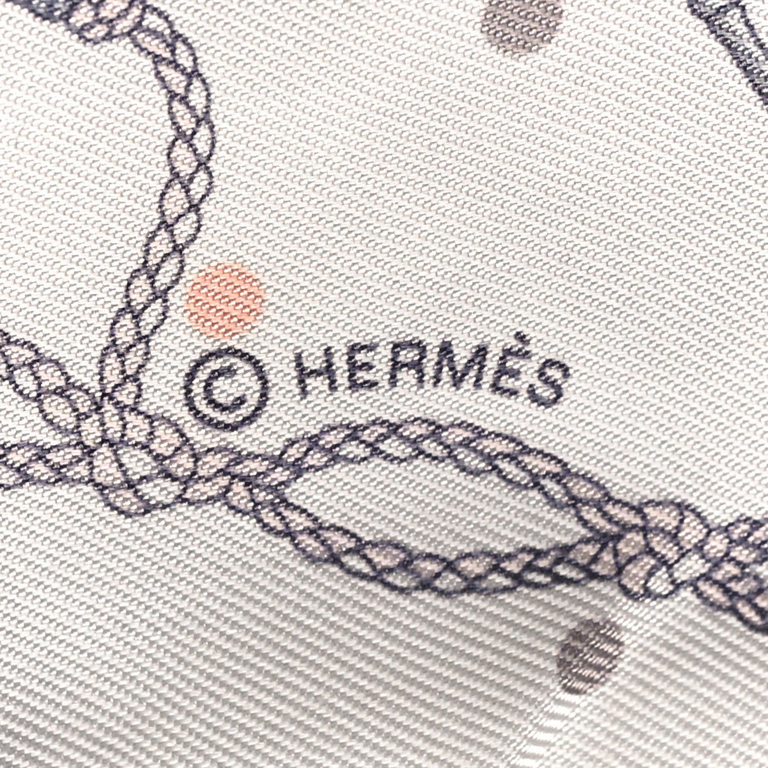 Hermes Silk Les Cles A Pois Twilly White Gris Acier 3 of 4