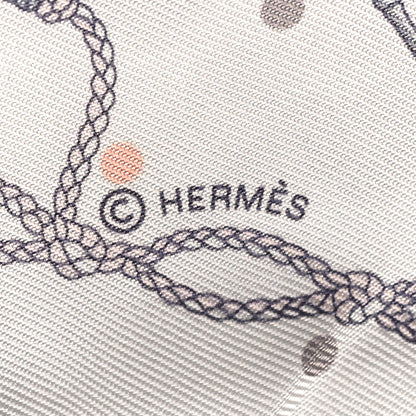 Hermes Silk Les Cles A Pois Twilly White Gris Acier 3 of 4