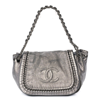 Chanel Metallic Deerskin Luxe Ligne Flap Silver 1 of 11