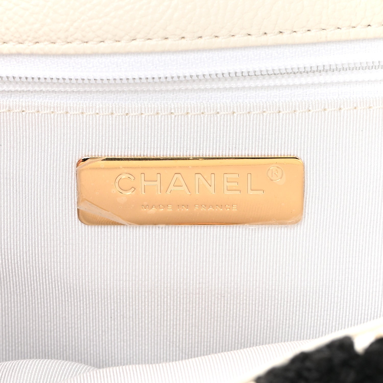 Chanel Calfskin Crochet Medium Chanel 19 Flap White Black 6 of 13