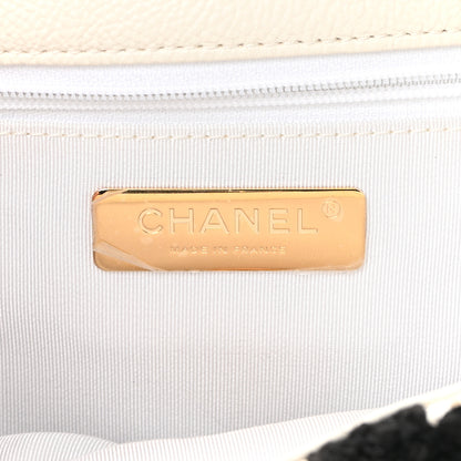 Chanel Calfskin Crochet Medium Chanel 19 Flap White Black 6 of 13