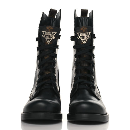 Louis Vuitton Calfskin Monogram Metropolis Flat Ranger Boots 40 Black 2 of 8