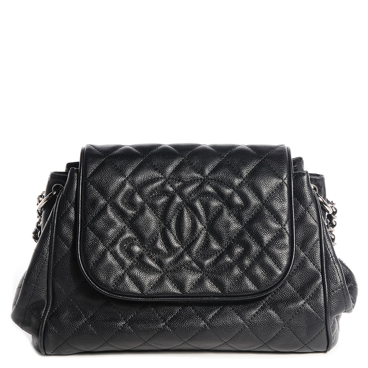 Caviar Quilted Timeless Accordion Flap Black