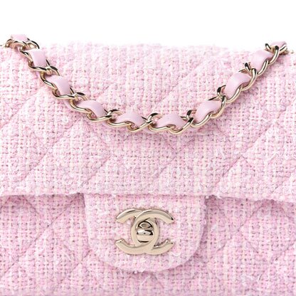 Chanel Tweed Quilted Mini Rectangular Flap Pink 10 of 11