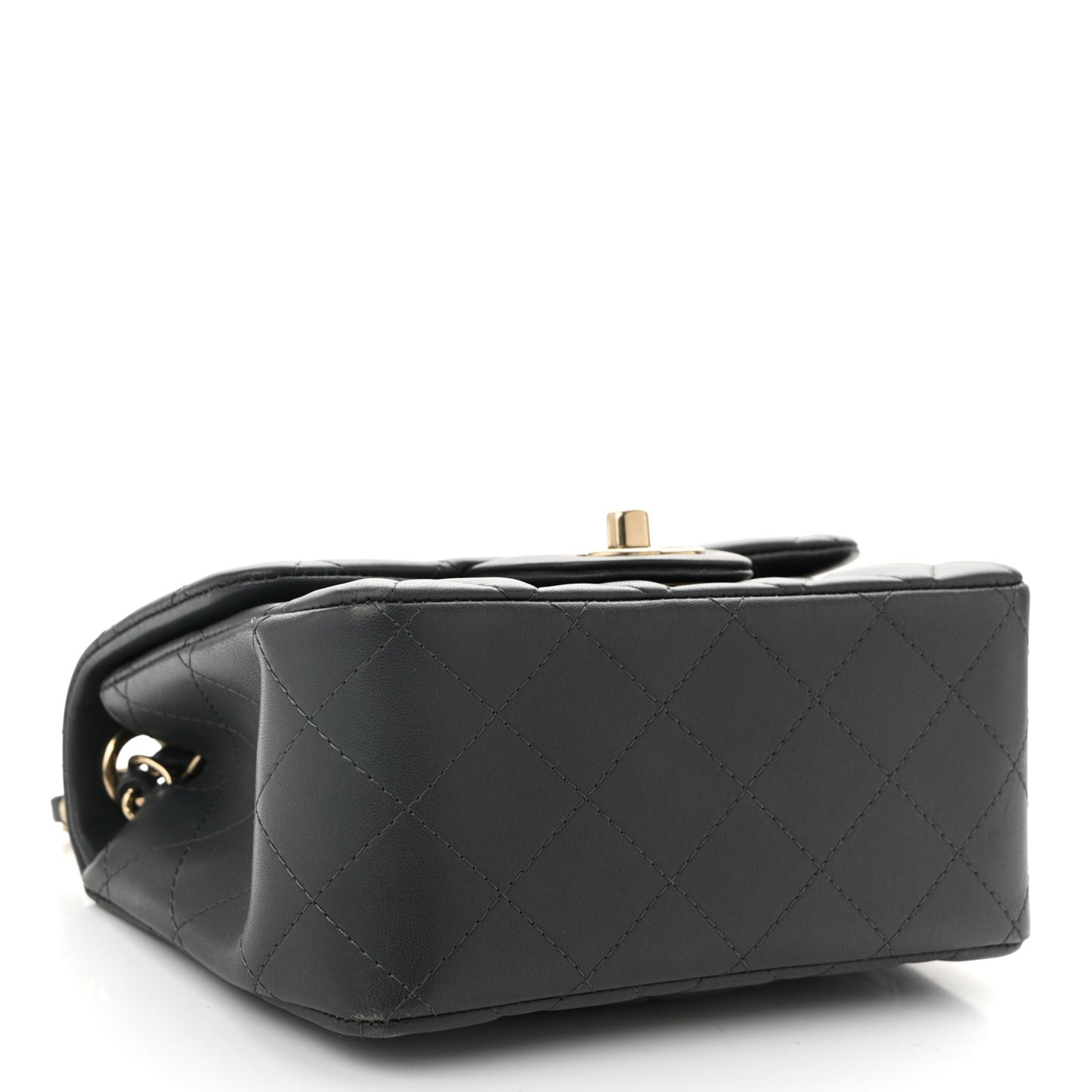 Lambskin Quilted Mini Square Flap Dark Grey