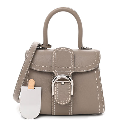 Delvaux Grained Rodeo Calfskin Surpique Mini Brillant Satchel Tourterelle Ivory 1 of 14