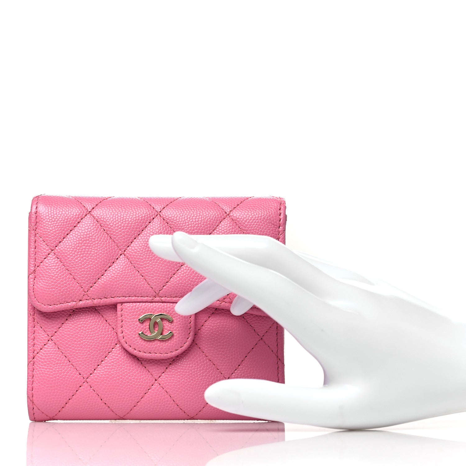 Chanel Caviar Quilted Compact Flap Wallet Pink 2 of 9