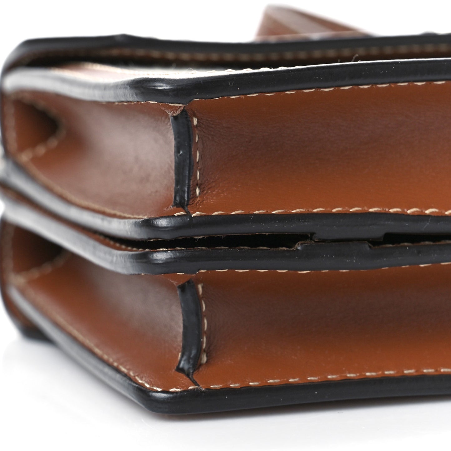 Smooth Calfskin Canvas Horseferry Print Mini Title Bag with Pocket Natural Malt Brown