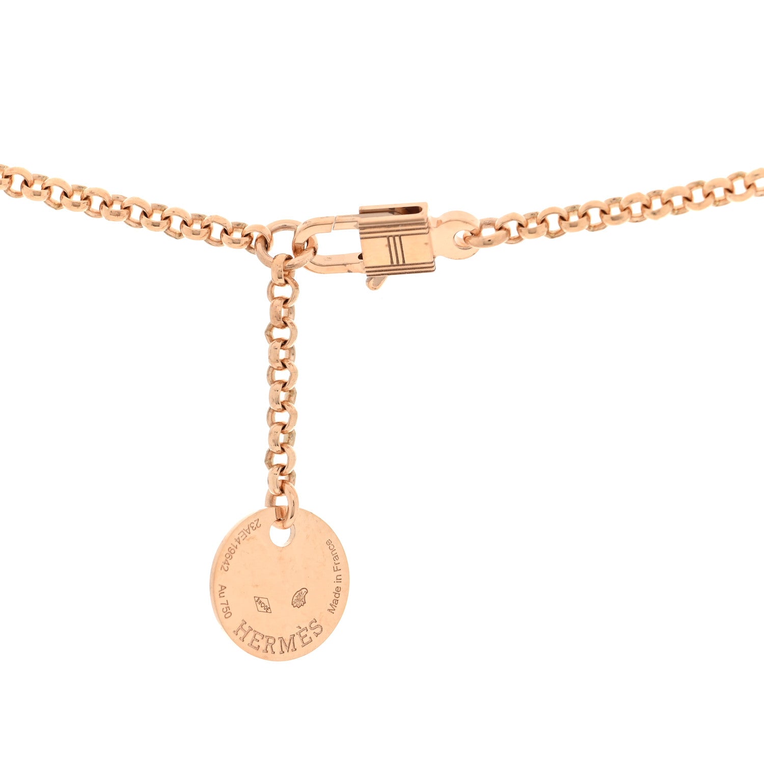 Hermes 18K Rose Gold Diamond PM Kelly Clochette Necklace 4 of 5