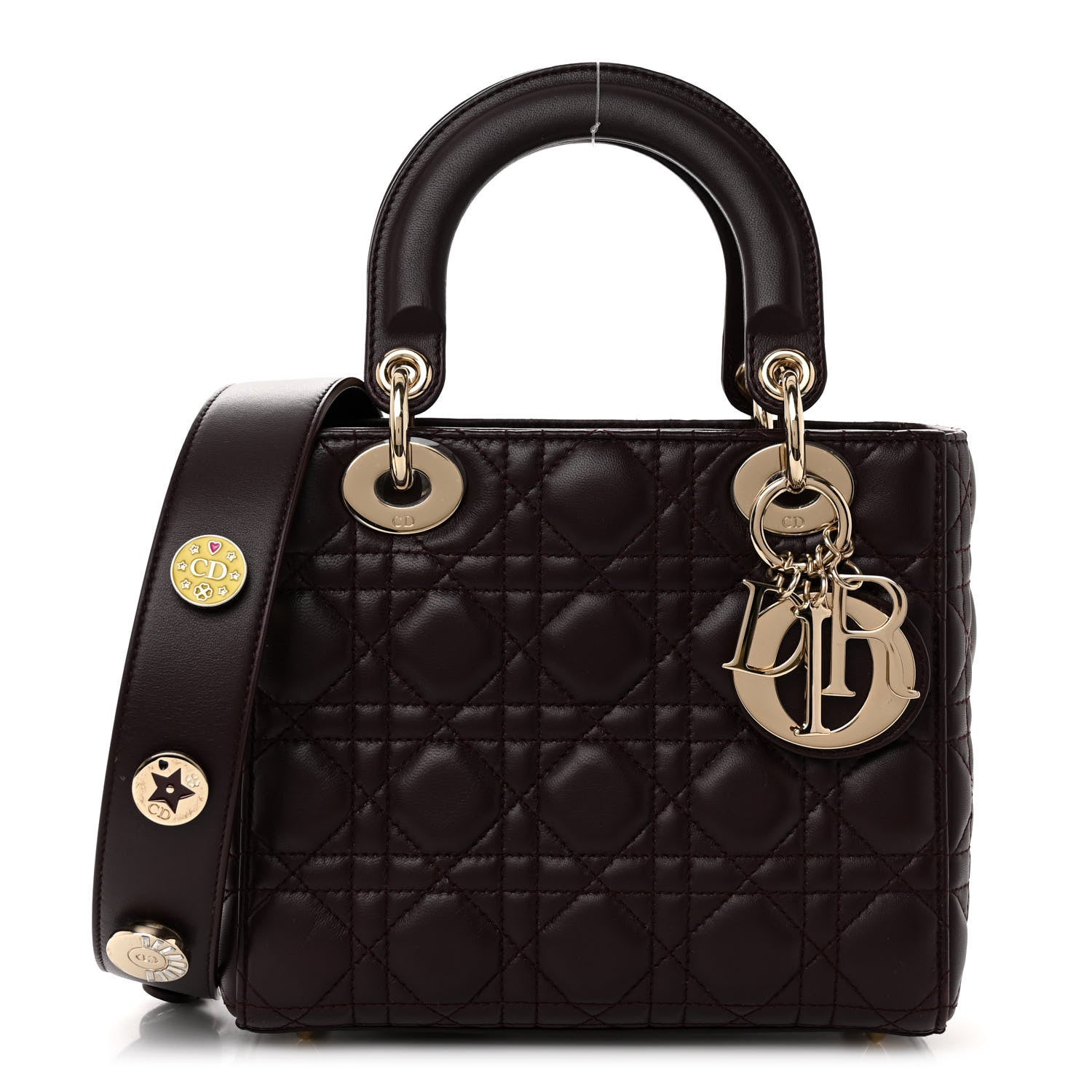 Christian Dior Lambskin Cannage Small Lucky Badges My Lady Dior Burgundy 1 of 10
