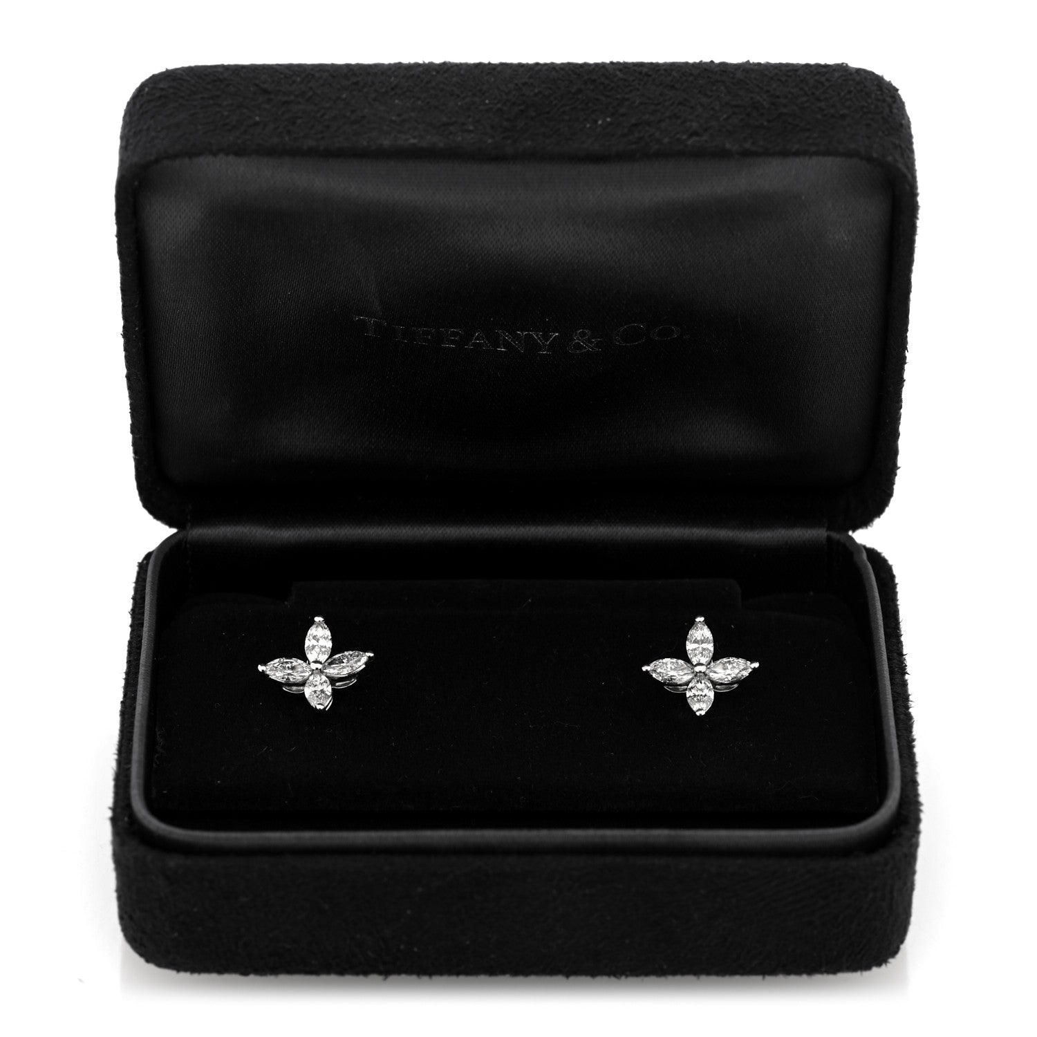 Tiffany Platinum Diamond .92ct Medium Victoria Earrings 5 of 5