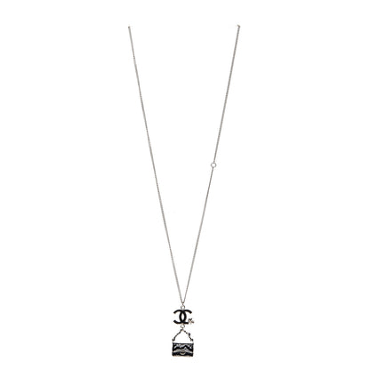 Chanel Enamel Charming Chic Classic Flap CC Charm Necklace Black 3 of 4