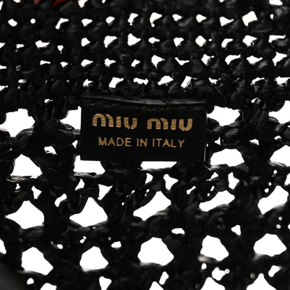 Miu Miu Raffia Shoulder Bag Black 6 of 9