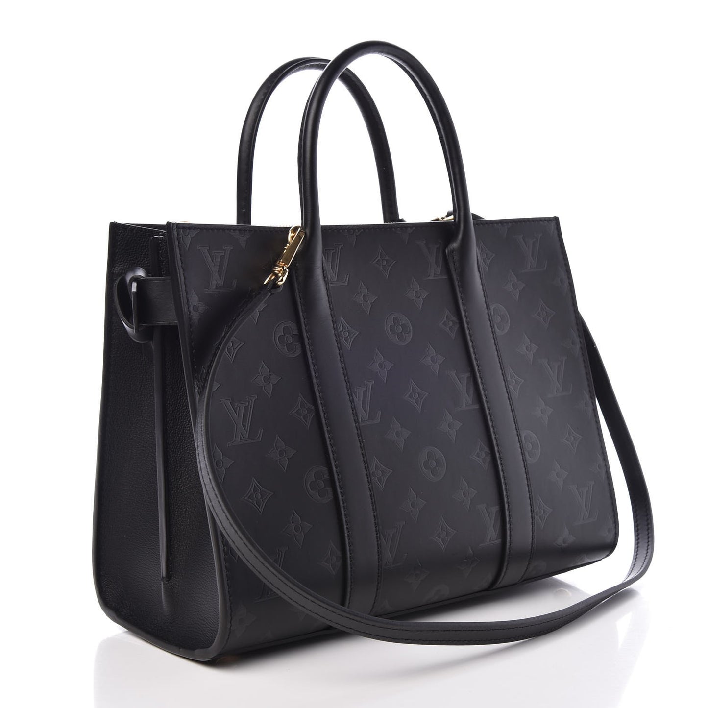 Monogram Cuir Plume Very Tote MM Black