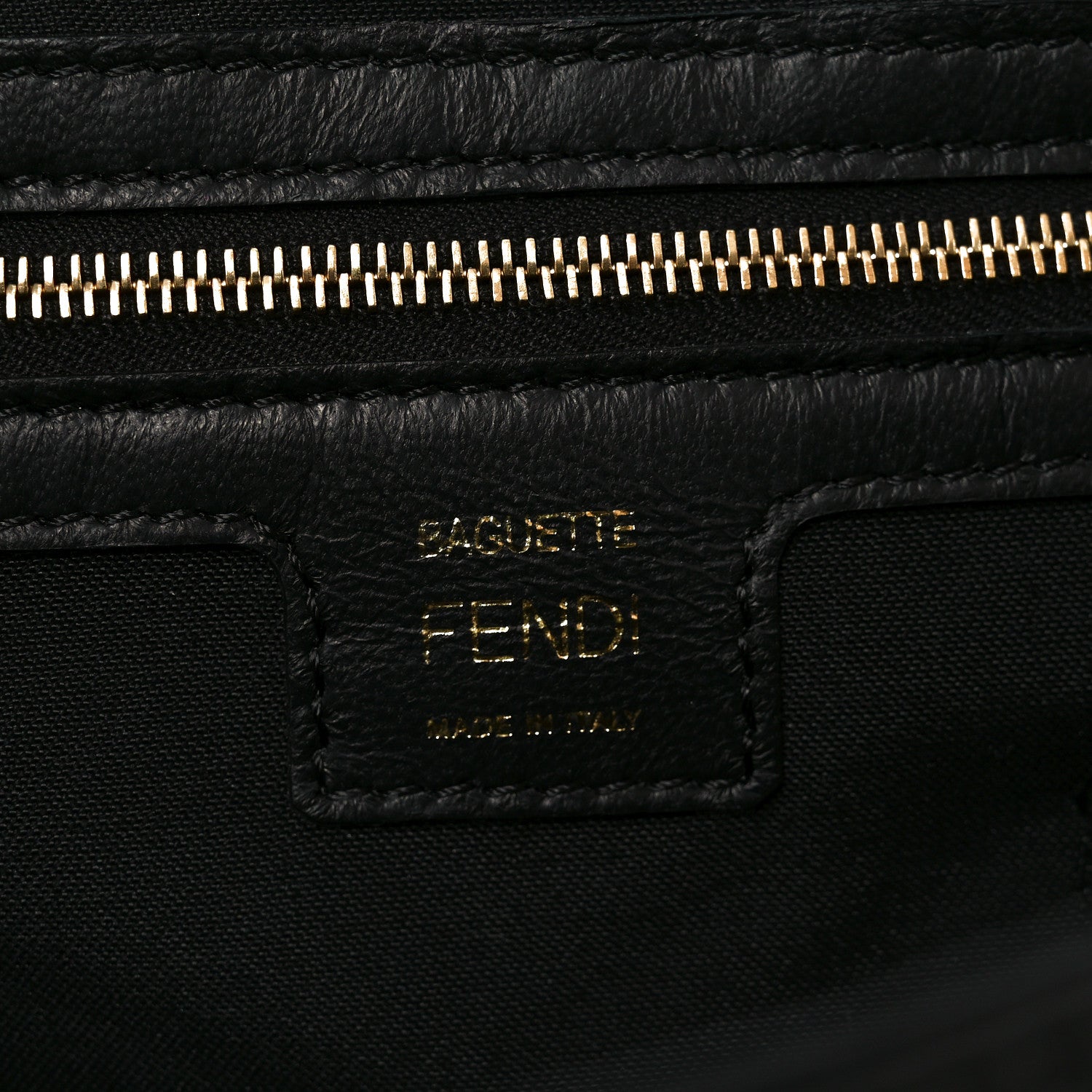 Fendi Nappa FF 1974 Embossed Large Baguette Black 6 of 10