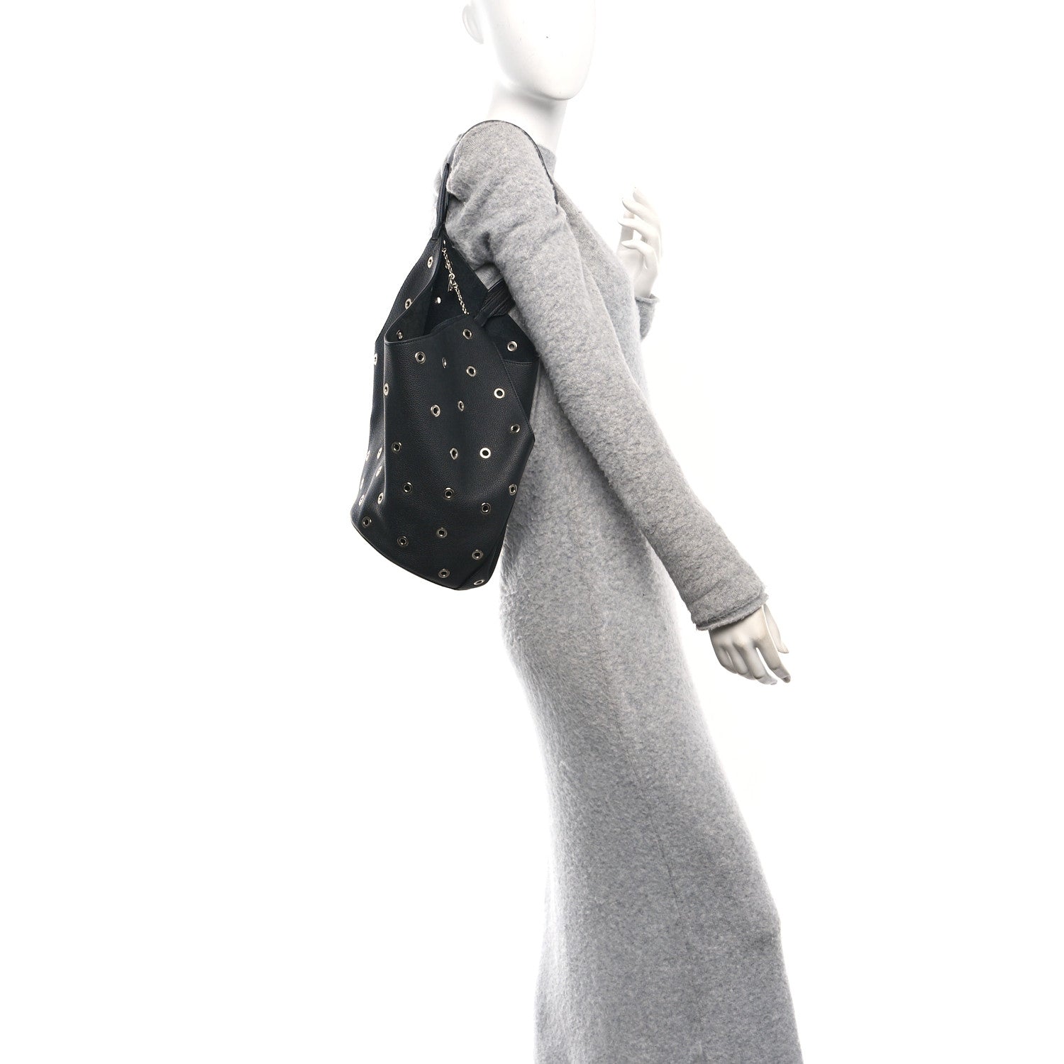 Khaite Pebbled Calfskin Grommet Lotus Tote Black 2 of 9