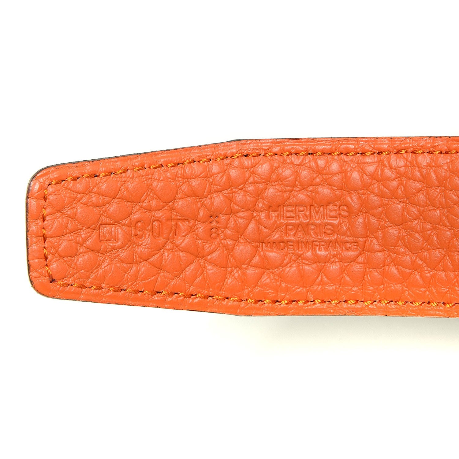 Hermes Box Togo 32mm H Belt Black Orange 90 6 of 9
