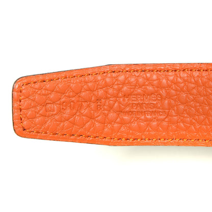 Hermes Box Togo 32mm H Belt Black Orange 90 6 of 9