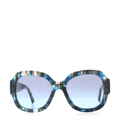 Chanel Acetate Tweed CC Sunglasses 5373 Blue Multicolor 2 of 8