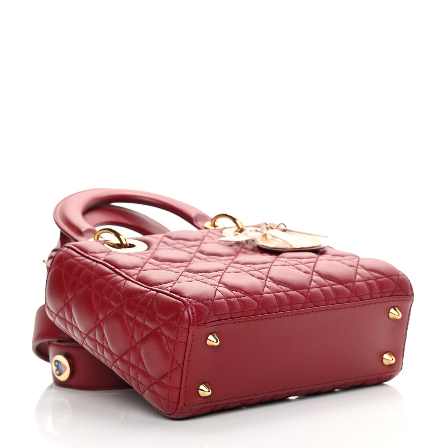 Lambskin Cannage Small Lucky Badges My Lady Dior Red