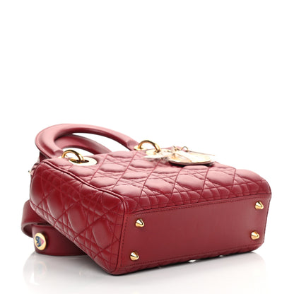 Christian Dior Lambskin Cannage Small Lucky Badges My Lady Dior Red 3 of 12