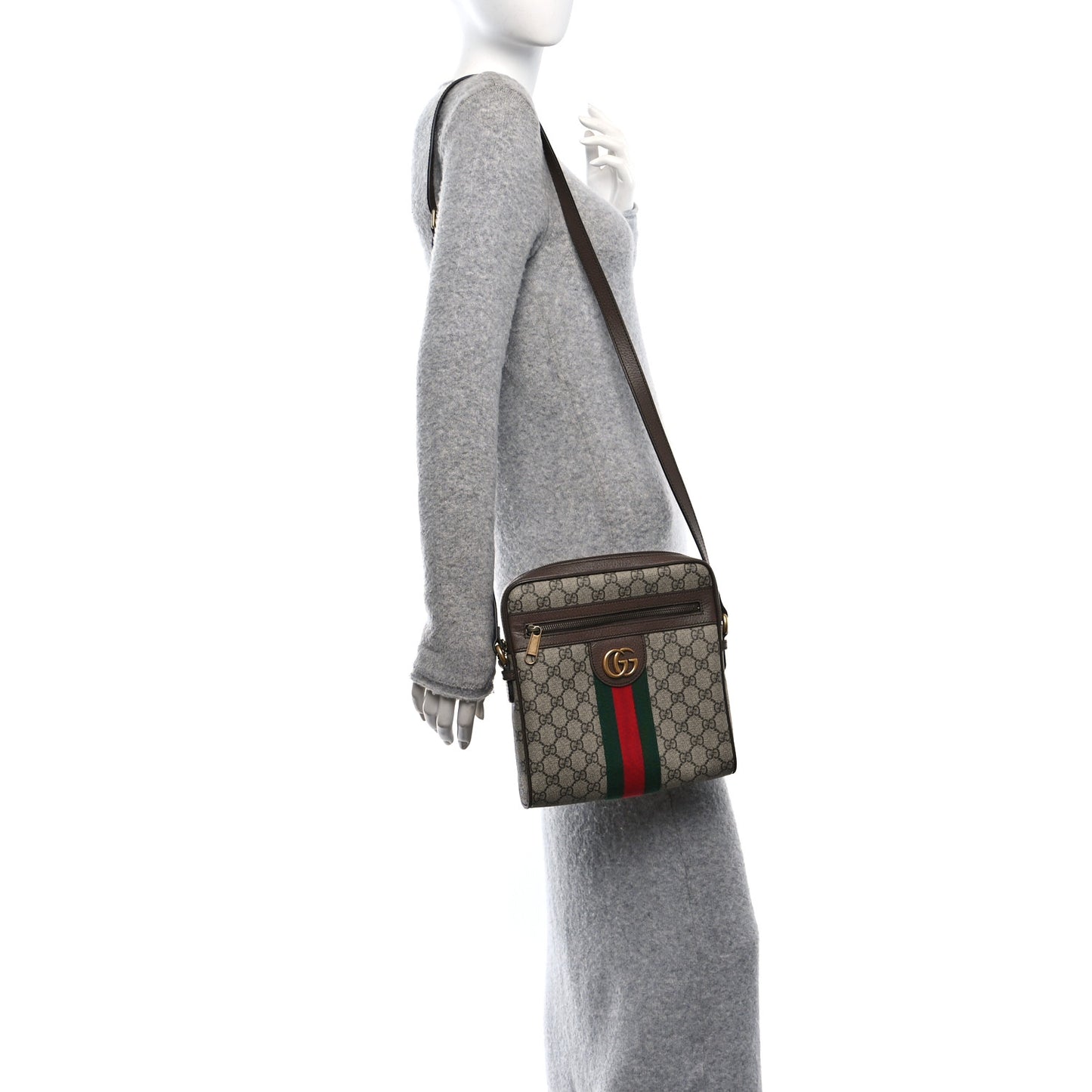 GG Supreme Monogram Web Small Ophidia Messenger Bag Brown