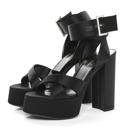 Saint Laurent Satin Jota 85 Heaven Platform Sandals 38 Black 3 of 8