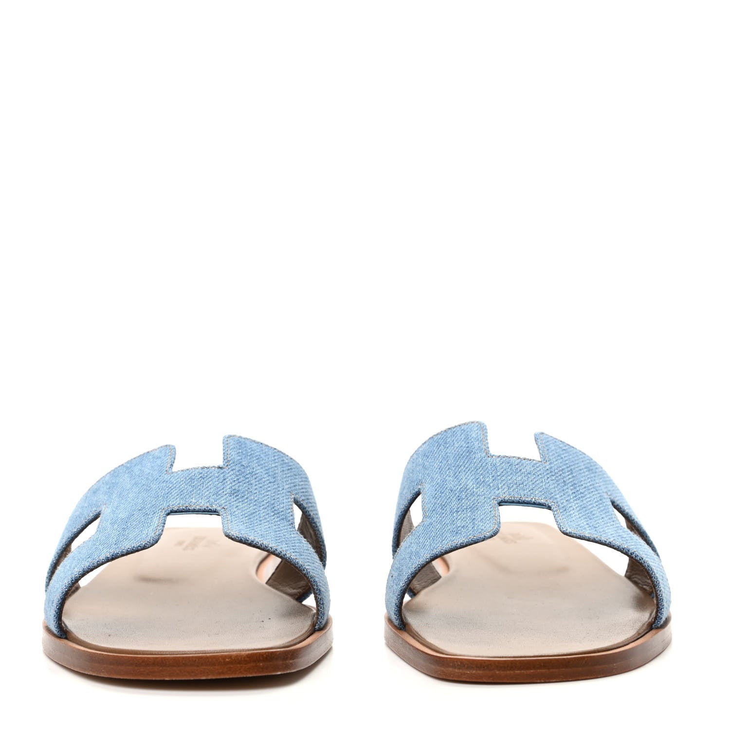 Hermes Denim Canvas Oran Sandals 37 Bleu Clair 2 of 9