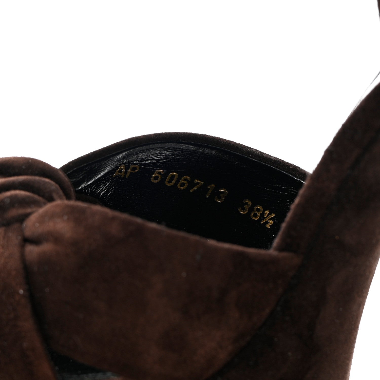 Saint Laurent Suede Bianca 85 Platform Sandals 38.5 Brown 6 of 11