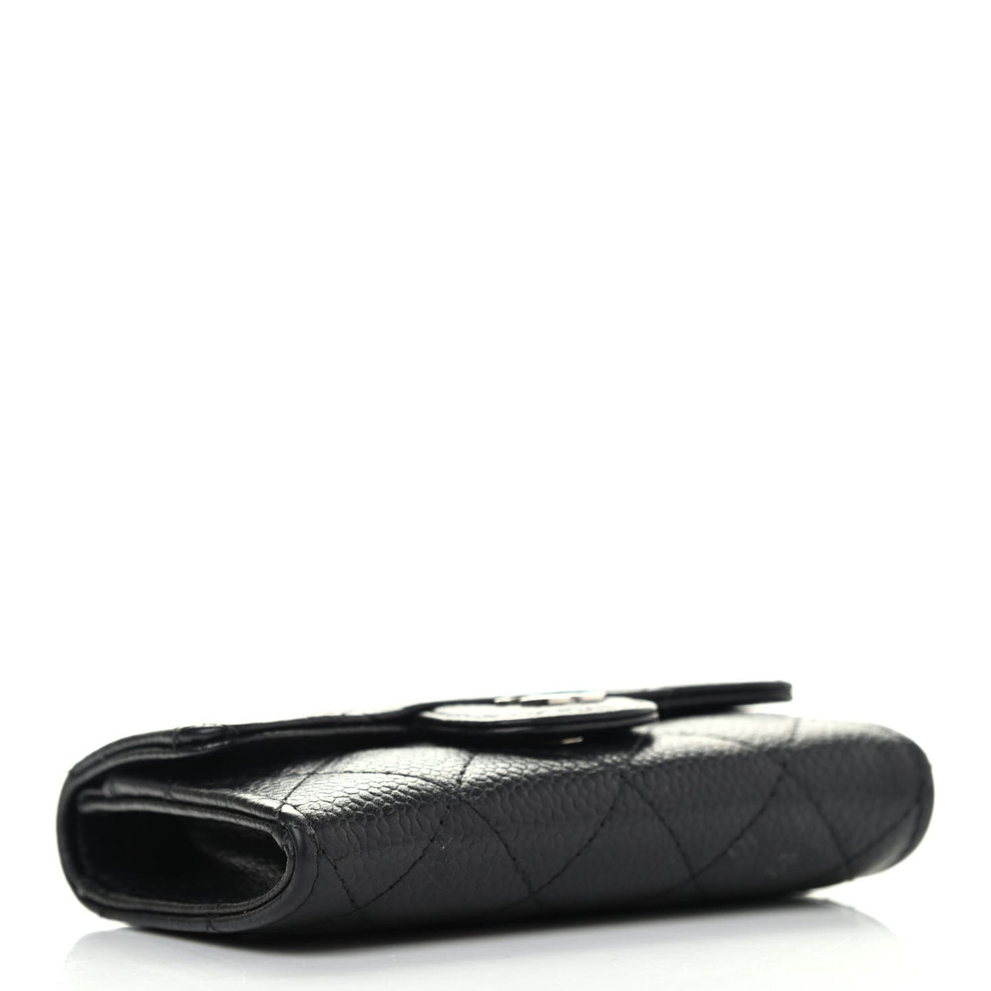 Caviar Quilted Flap Card Holder Black