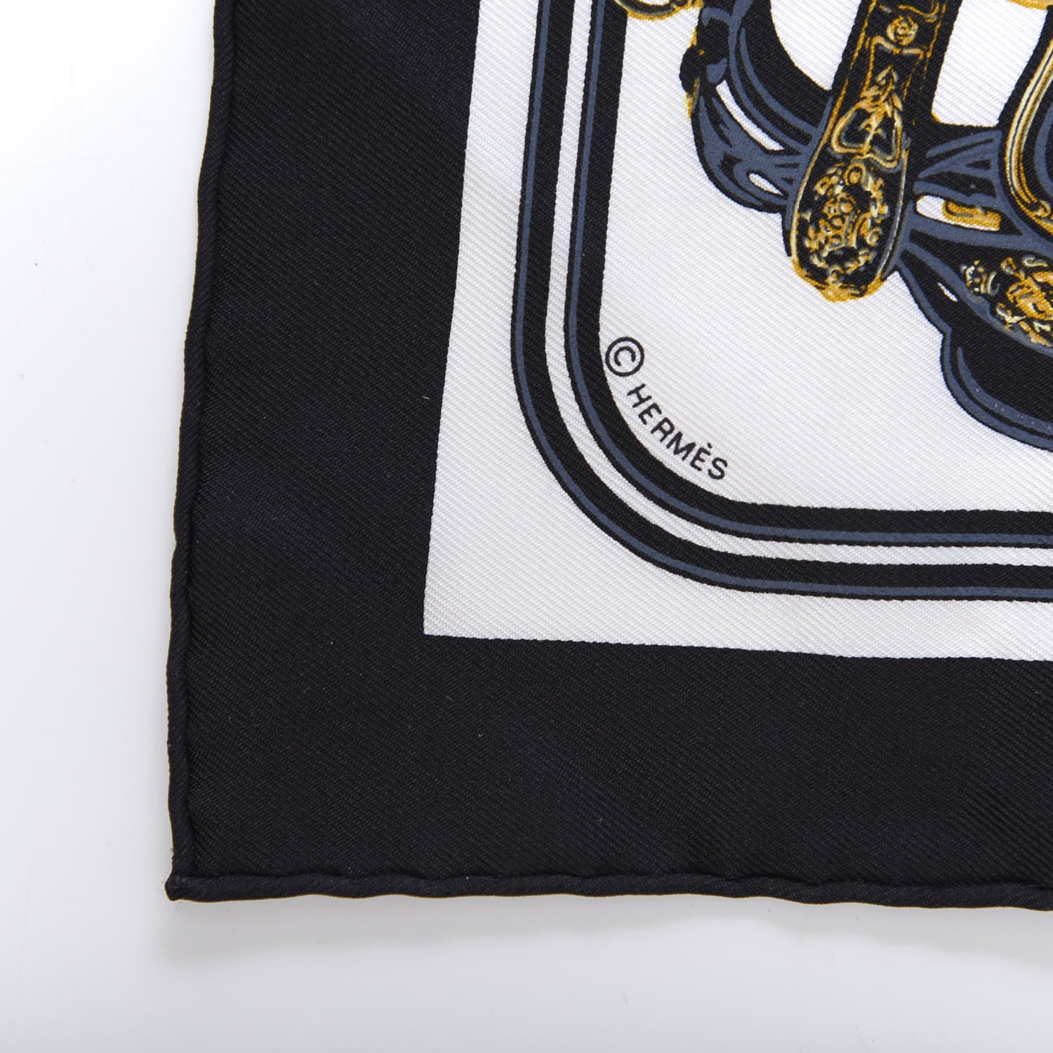 Hermes Silk Brides de Gala Nano Scarf 20 Black White Or 3 of 3