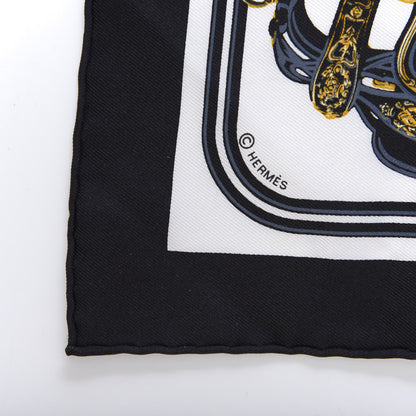 Hermes Silk Brides de Gala Nano Scarf 20 Black White Or 3 of 3