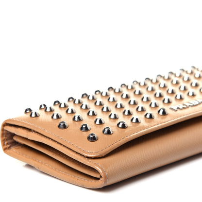 Prada Saffiano Studded Flap Wallet Caramel 6 of 11