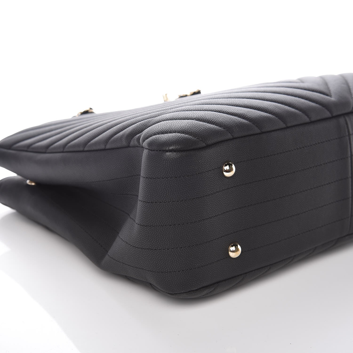 Chanel Caviar Chevron Quilted Large Shopping Tote Black 5 of 9