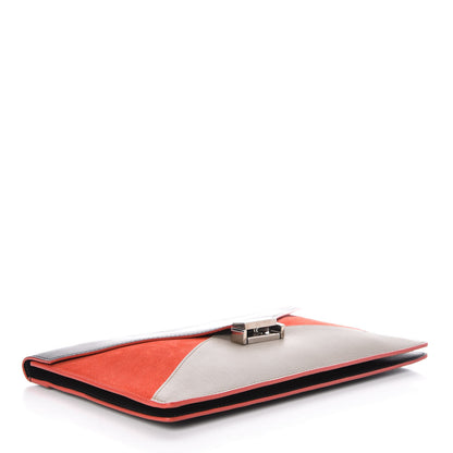 Celine Calfskin Suede Tri-Color Diamond Clutch Red 4 of 16