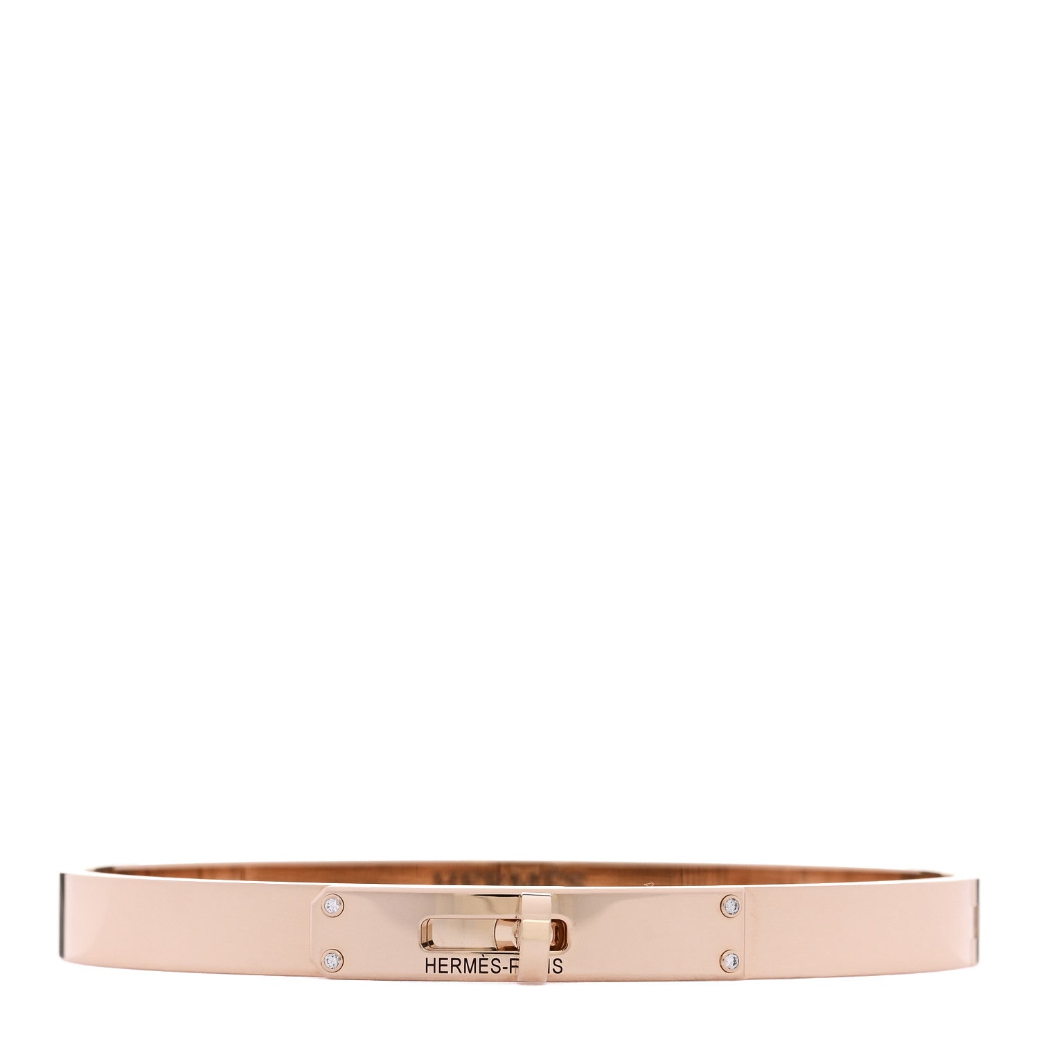 Hermes 18K Rose Gold Diamond PM Kelly Bracelet XS 1 of 4