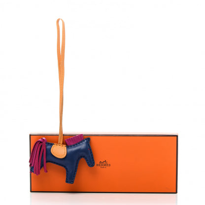Hermes Milo Lambskin Grigri Rodeo Horse Bag Charm PM Bleu Saphir Rose Pourpre Bouton D'Or 5 of 5