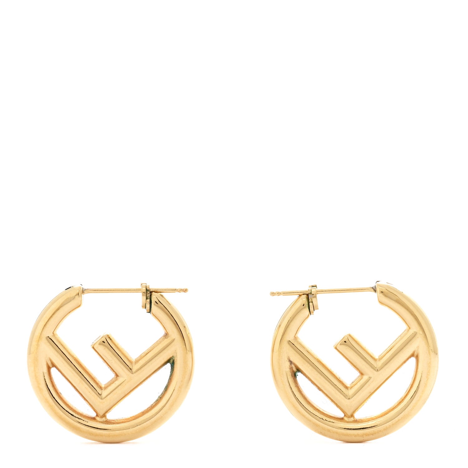 Fendi Metal FF Hoop Earrings Gold 1 of 6