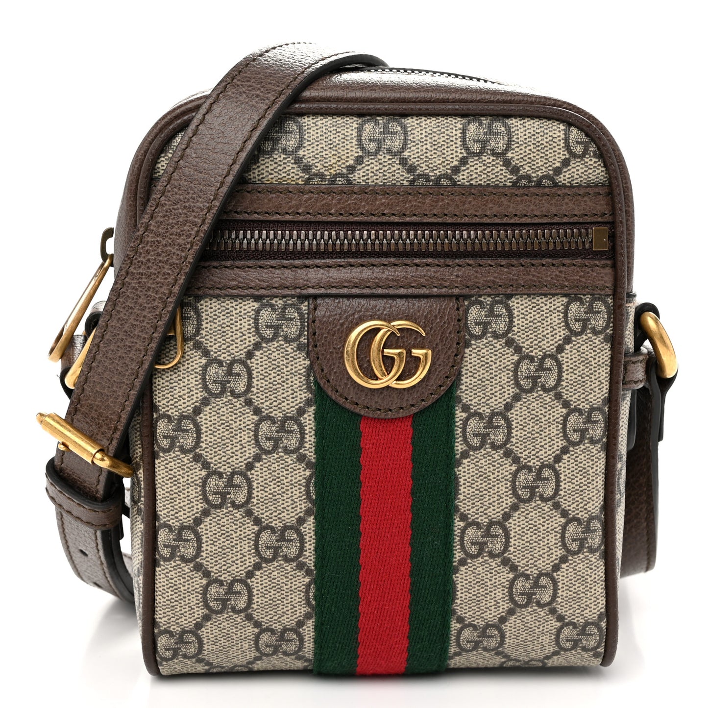 GG Supreme Monogram Web Mini Ophidia Messenger Brown