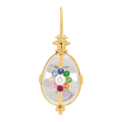Temple St. Clair 18K Yellow Gold Diamond Rock Crystal Multi Gemstone Floral Amulet Pendant 3 of 6