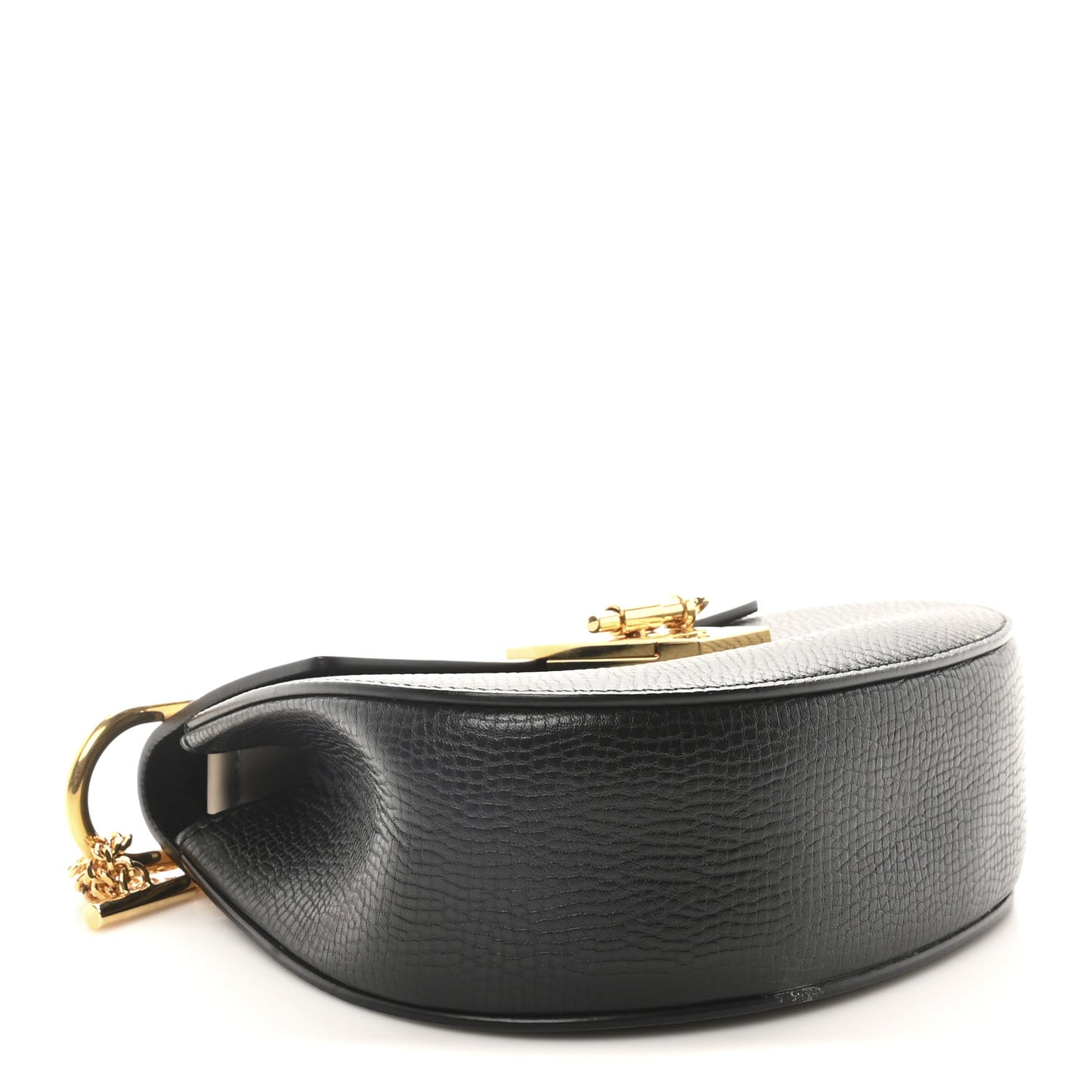 Grained Calfskin Lambskin Mini Bi-Color Drew Shoulder Bag Black Powder Beige