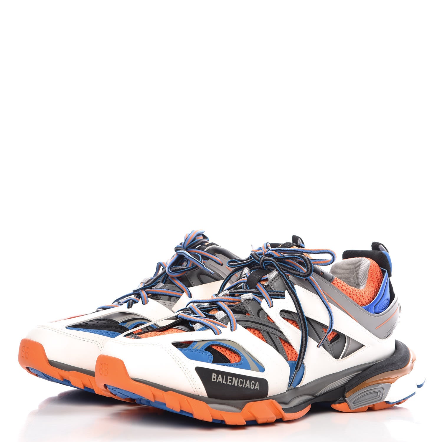 Balenciaga Mesh Nylon Mens Track Sneakers 44 Gris Orange White 3 of 9