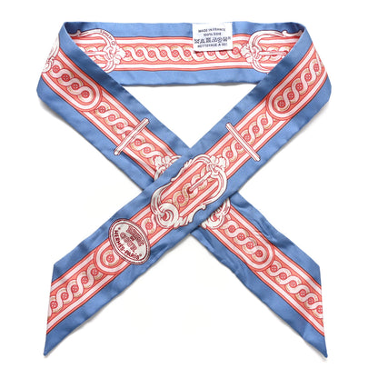 Hermes Silk Bride De Cour Twilly Blue Jean Rose White 1 of 5