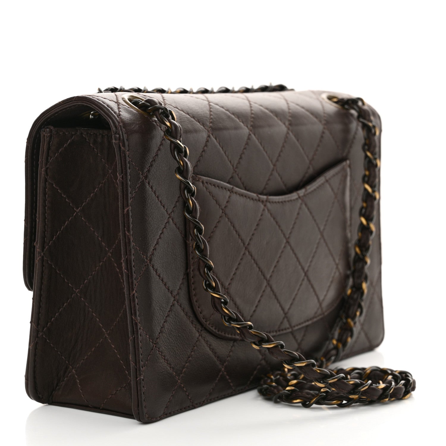 Chanel Lambskin Quilted Single Flap Dark Brown 3 of 12