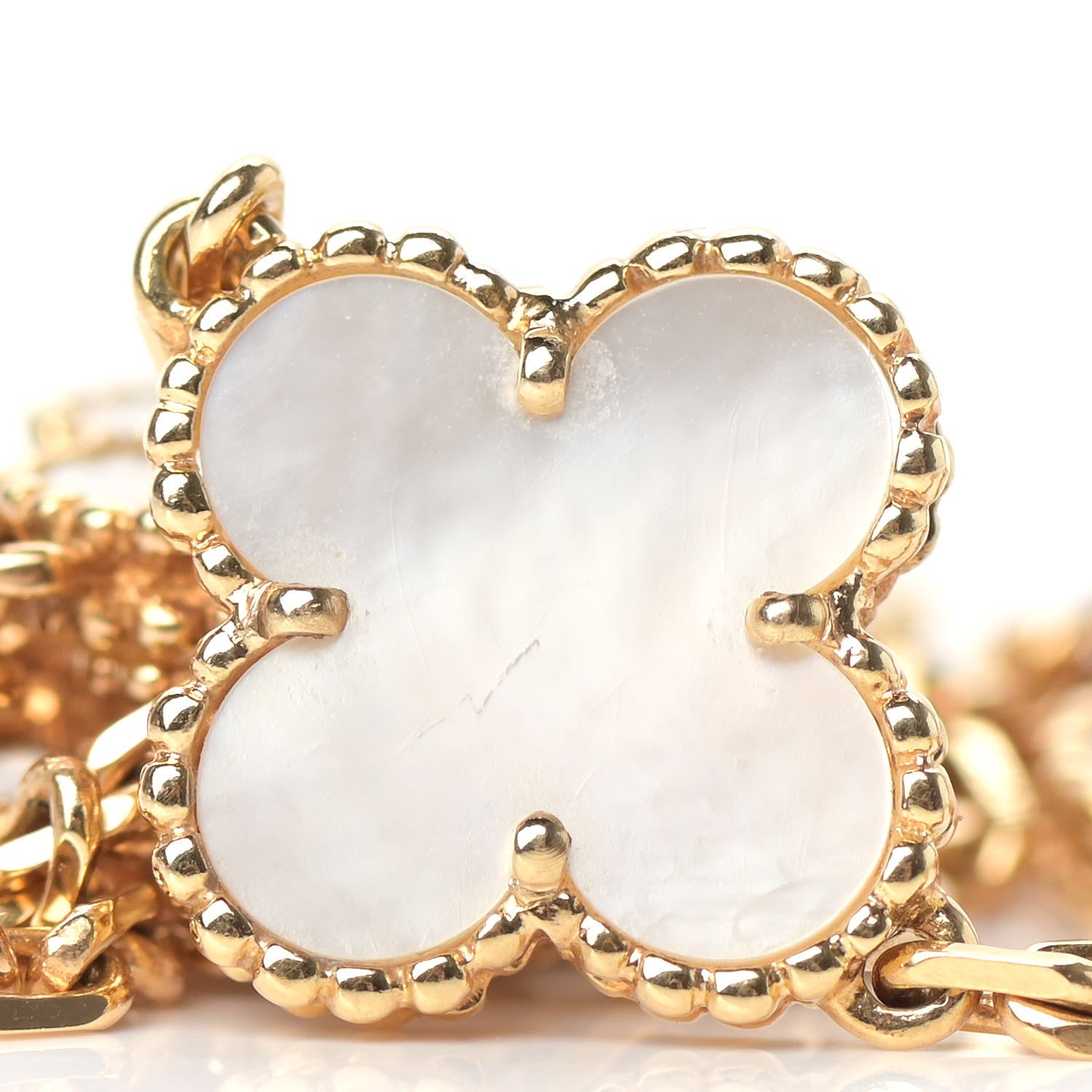 Van Cleef & Arpels 18K Yellow Gold Mother of Pearl 10 Motifs Vintage Alhambra Necklace 6 of 6