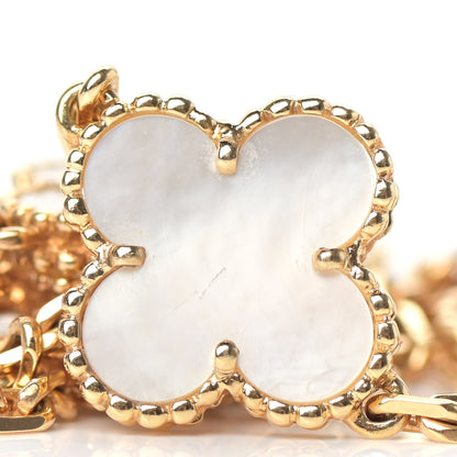 Van Cleef & Arpels 18K Yellow Gold Mother of Pearl 10 Motifs Vintage Alhambra Necklace 6 of 6