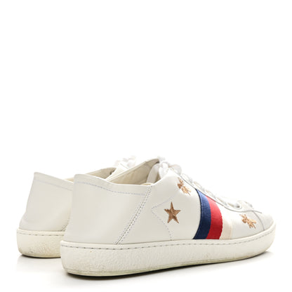 Gucci Calfskin Bee Star Embroidered Sylvie Web Ace Sneakers 37.5 White 5 of 11