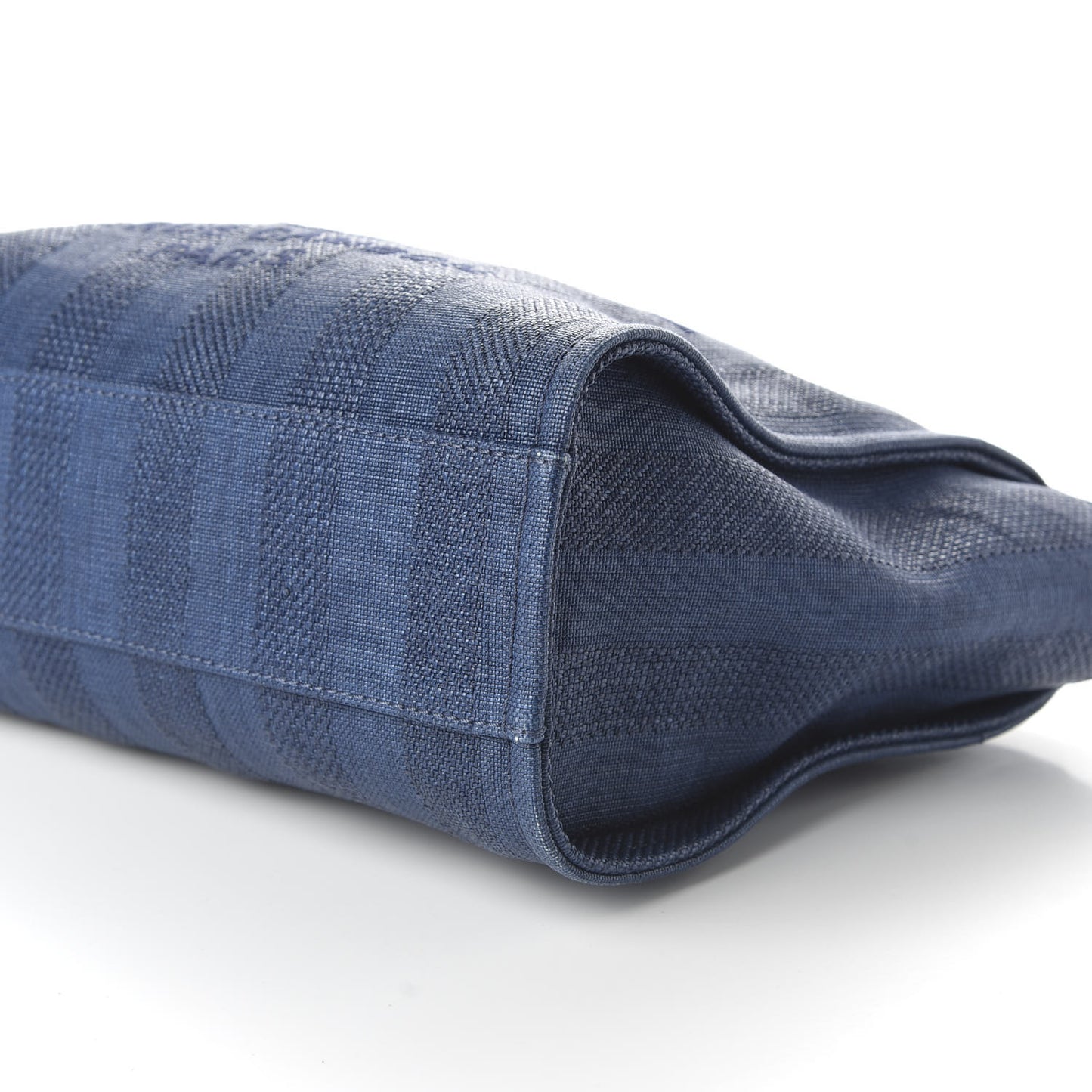 Mixed Fibers Striped Small Deauville Tote Navy Blue