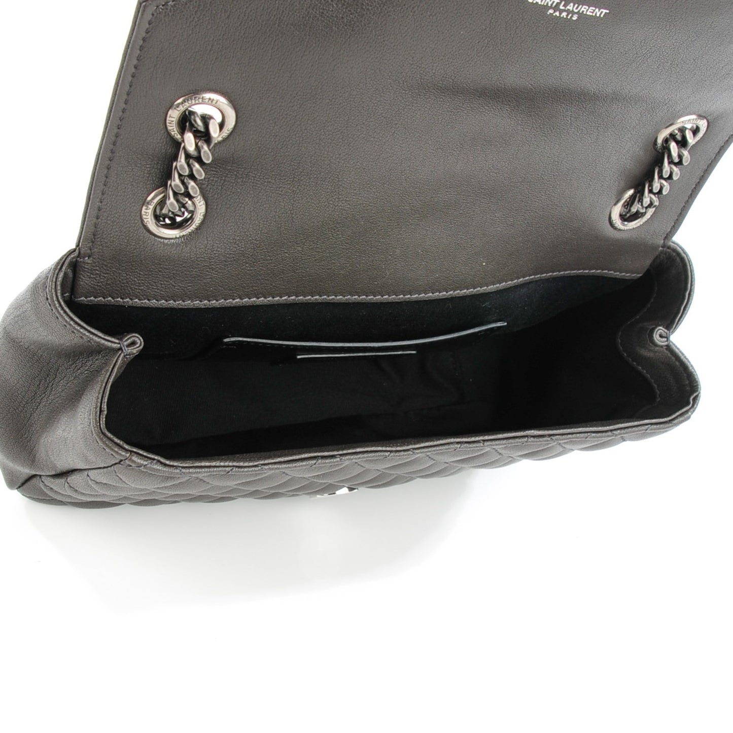 Sheepskin Tri-Quilt Monogram Medium College Bag Dark Grey