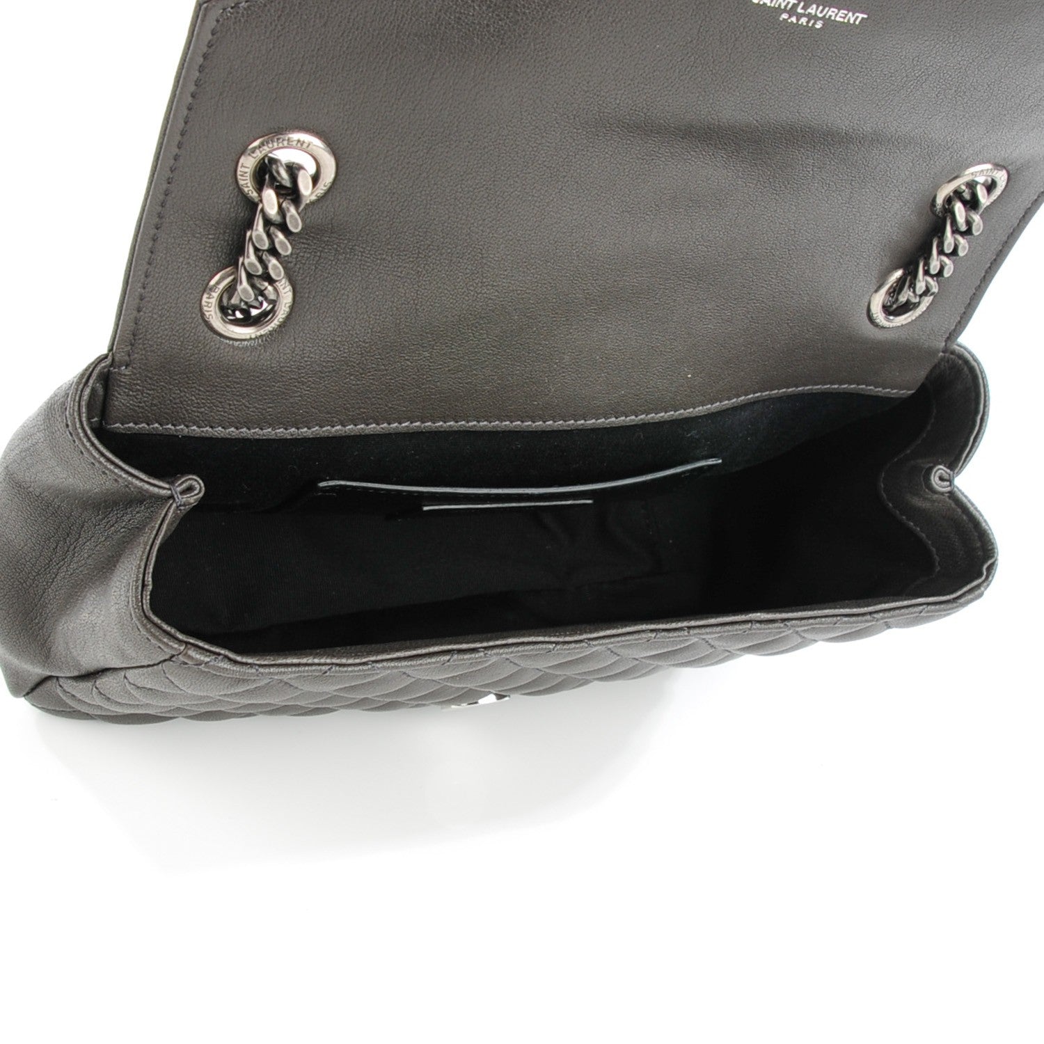 Saint Laurent Sheepskin Tri-Quilt Monogram Medium College Bag Dark Grey 5 of 8